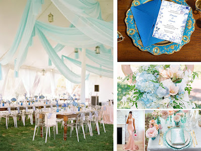 Aqua, Blue, Periwinkle and Blush Wedding Colors