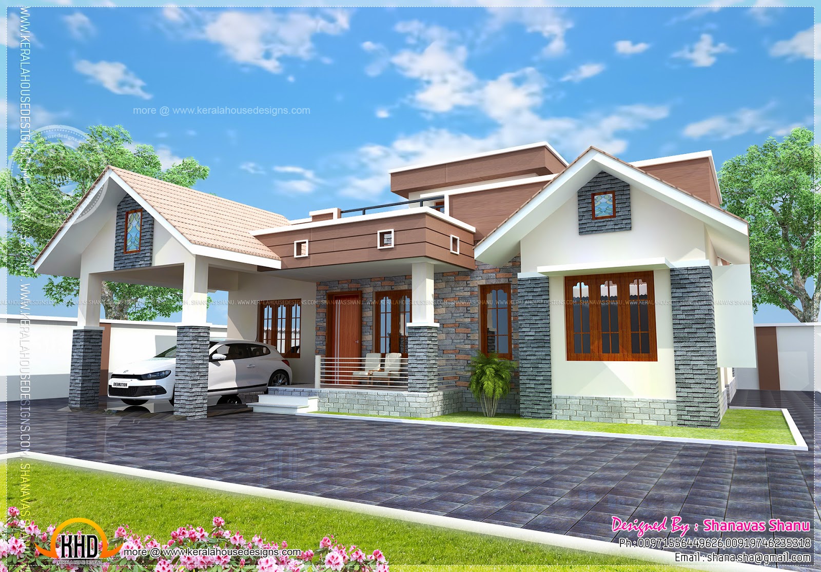 Small single  floor  house  with floor  plan  Kerala  home  