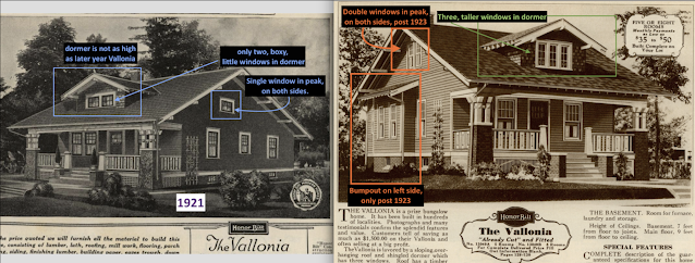 side-by-side comparison of differences in Sears Vallonia 1921 and 1923