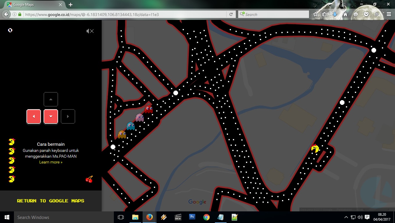 Cara Bermain Pac-Man dengan Google Maps di PC dan Android