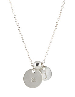 stamped initial charm necklace