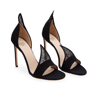 Francesco Russo Black Lace Stiletto Sandals