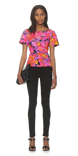 vibrant floral print peplum top