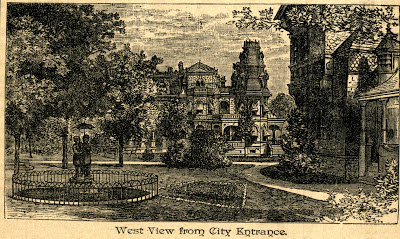 engraving of Gray Towers, G.G. Green's Mansion in Woodbury, New Jersey