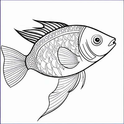 Coloring Page, Rainbow Fish