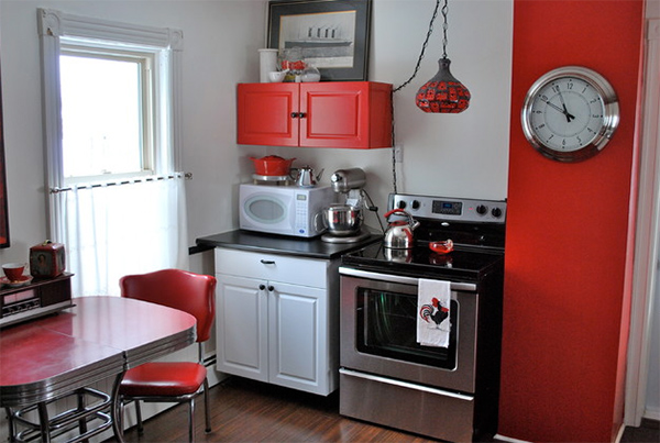 Contoh desain dapur warna merah