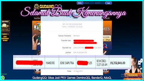 Selamat Kepada Member Setia GudangQQ WD sebesar Rp. 19.352.841.-