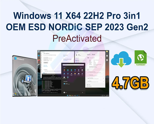 Windows 11 X64 22H2 Pro 3in1 OEM ESD NORDiC SEP 2023 Gen2