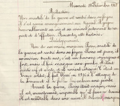 Cahier spécial de devoirs mensuels librairie classique Paul Boyer à Chalon-sur-Saône, cours supérieur de fille, élève Hélène T., 1917