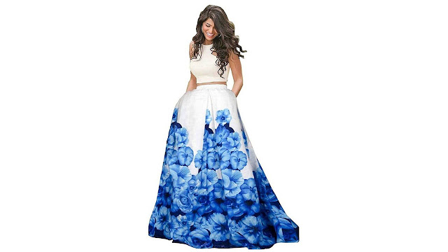 marvadicollections Anarkali Gown  (Blue)