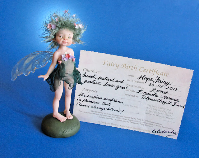 Hope Fairy ooak art doll sculpted from Polymer Clay