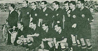 Selección de ESPAÑA - Temporada 1935-36 - Zamora, Luis Regueiro, Lángara, Vantolrá, Lecue, Emilín, Iraragorri; Bertolí, Muguerza, Zabalo y Aedo - ESPAÑA 1 (Luis Regueiro), ALEMANIA 2 (Fath 2) - 23/02/1936 - Partido amistoso - Barcelona, campo de Montjuich - Alineación: Zamora; Zabalo, Aedo; Bertolí (Pedro Regueiro, 43'), Muguerza (Solé, 32'), Lecue; Vantolrá, Luis Regueiro, Lángara, Iraragorri y Emilín