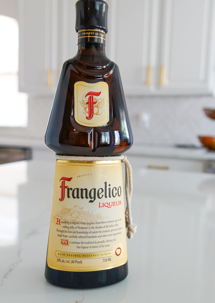 Frangelico bottle in white kitchen