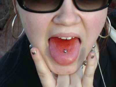 tongue piercing needles. Simple Tongue Piercing Girl