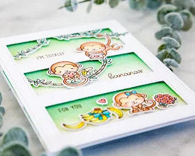 Sunny Studio Stamps: Love Monkey Frilly Frames Lattice Love Themed Monkey Cards by Keeway Tsao