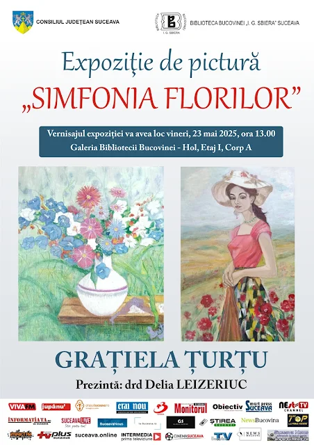 Expoziția de pictură „Simfonia florilor”; de Grațiela Țurțu, la Biblioteca Bucovinei
