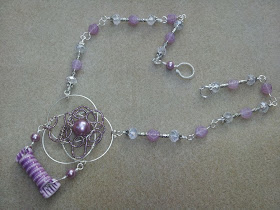 Seasons ~ Road to Happiness: purple, pearls, crystals, glass beads, ceramic, wire wrapping, ooak necklace :: All Pretty Things