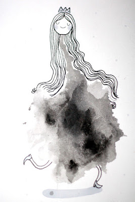 blots of watercolor girl illustration