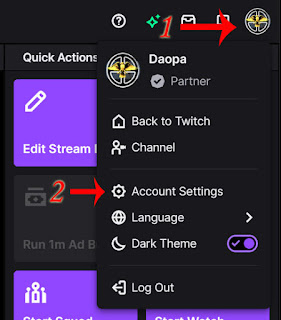 how to get to account settings on twitch