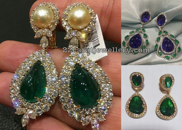 Zambian and Tanzanite Emeralds Earrings