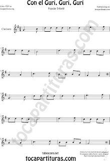 Clarinete Partitura de Con el Guri Guri Guri Sheet Music for Clarinet Music Score