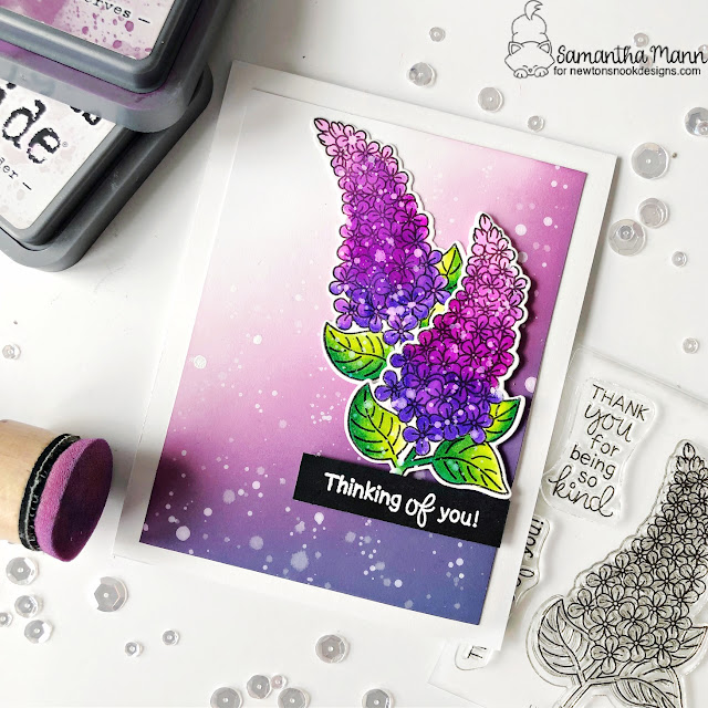 Lilac Thinking of You card by Samantha Mann | Lilacs Stamp Set by Newton's Nook Designs