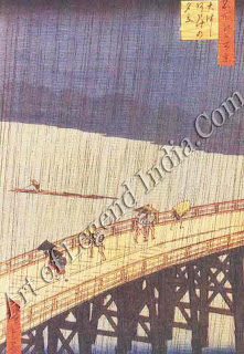 Utagawa Hiroshige (1797-1858) Ohashi Bridge in the Rain, Van Gogh made a copy of this wood-cut, which was one of the many Japanese prints he collected. It shows the bright colour and simplicity of design which typified Japanese art, and appealed so strongly to Van Gogh and his contemporaries. 