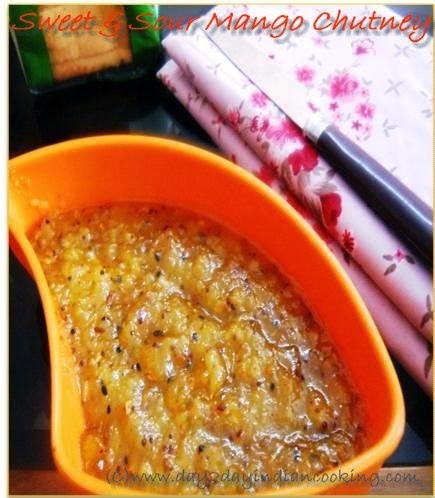 recipe of mango chutney made with raw mango and sugar