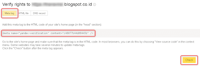 Cara Verifikasi dan Submit Blog ke Yandex Webmaster