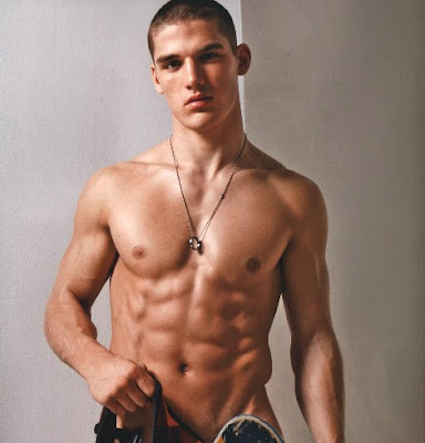 Naked but for skateboard Kerry Degman French gay magazine TETU May'08 issue