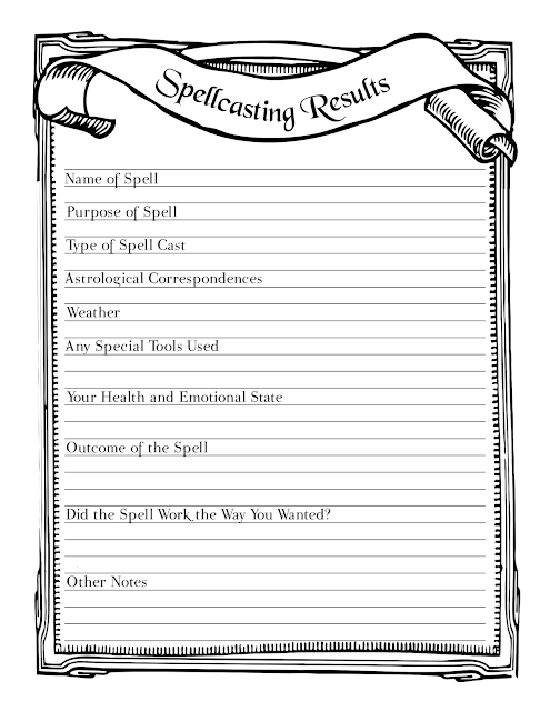 Spellcasting Results Book of Shadows Free Printable Download