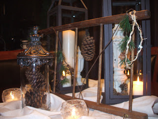 Lantern and ladder tablescape