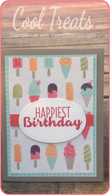 Valerie Stamps Stampin Up Cool Treats ice cream designer series paper dsp stitched framelits