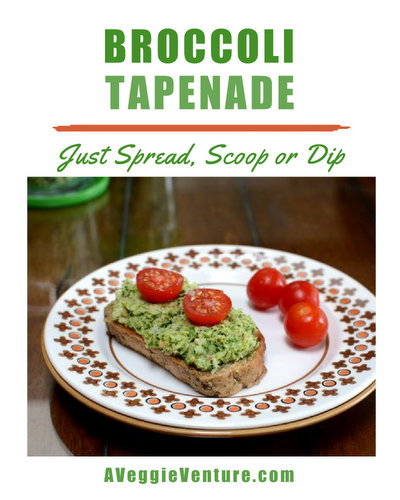 Broccoli Tapenade, another versatile vegetable spread ♥ AVeggieVenture.com. Great for Meal Prep. Weight Watchers Friendly. Gluten Free.