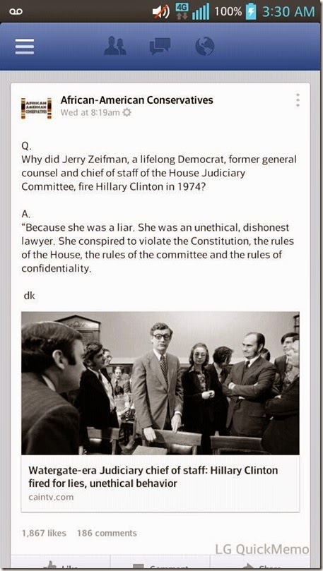 Watergate-era Chief of Staff Fired... Hillary