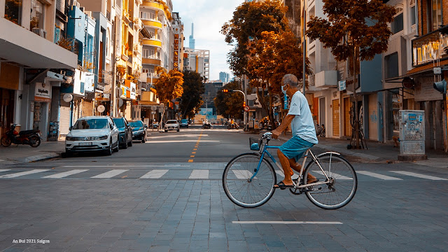 Cycling in the city of Saigon after 3 months lock down