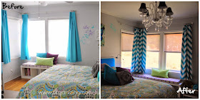 Before and After of Turquoise Chevron Curtains :: OrganizingMadeFun.com