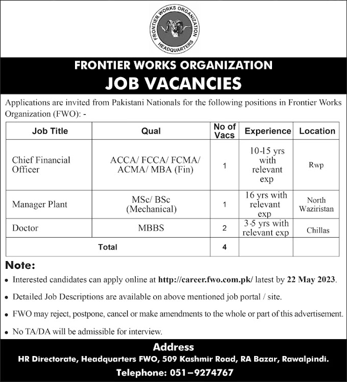  Latest FWO Jobs May 2023 | FWO Careers Opportunities   