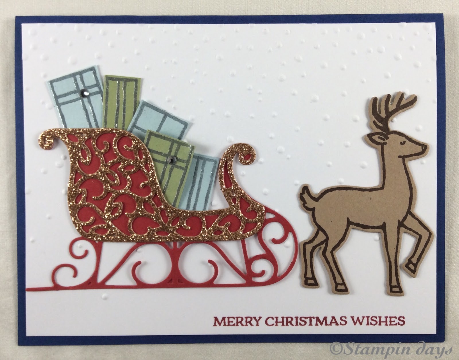 Stampin Days クリスマスカード トナカイさんは準備完了 プレゼント運びますよ