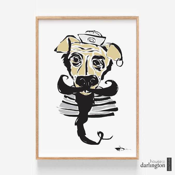 House of Darlington, First Mate Art Print, Dog Art, Abstract Art, Nautical Art