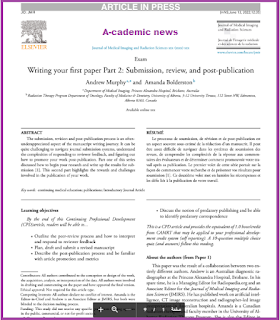 Writing your first paper:  Submission, review, and post-publication.