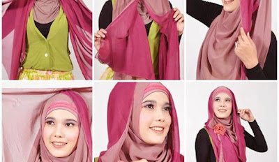 contoh foto tutorial hijab wanita modern simpel