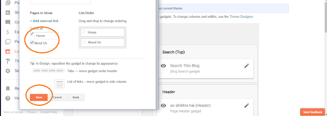 How to Create Menu Tabs or page in Blogger