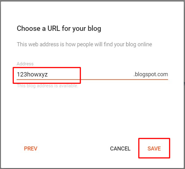 Choose a valid Blogspot URL address