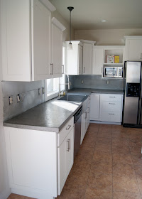 Coordinating with white counters and concrete countertops