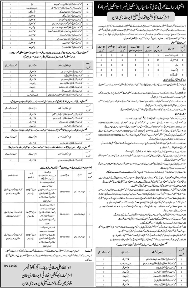 Latest District Education Authority DEA Management Posts Dera Ghazi Khan 2022