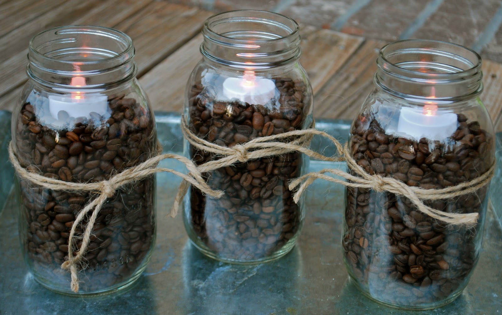 Fall Decorating  Coffee Beans Mason  Jars  Amanda Jane Brown