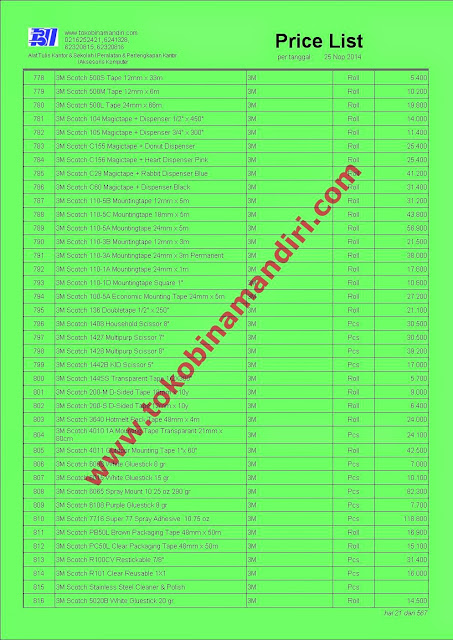 Daftar Harga Peralatan Sekolah 2015