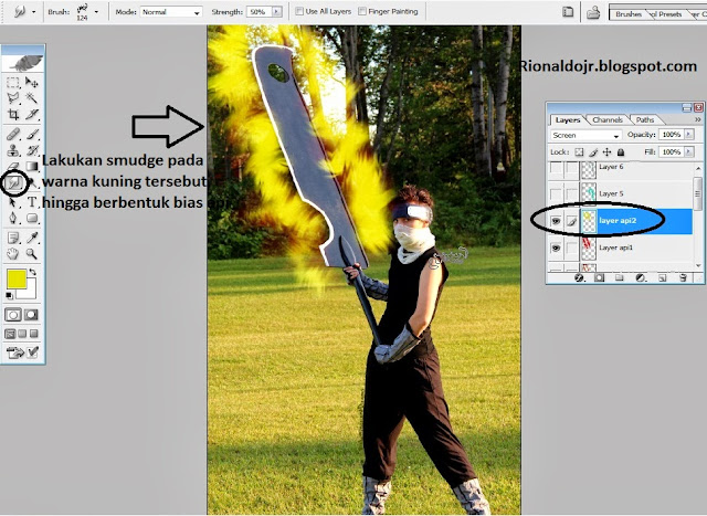 Cara membuat kobaran api dan cakra memakai photoshop