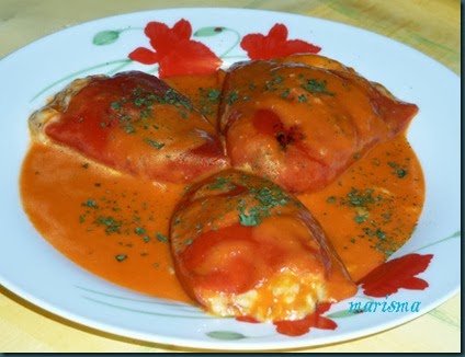 piquillos rellenos de vegetales y trufa,racion copia